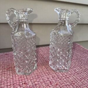 Vintage Anchor Hocking, Wexford Glass Oil, and Vinegar Cruets. no‎ stoppers
